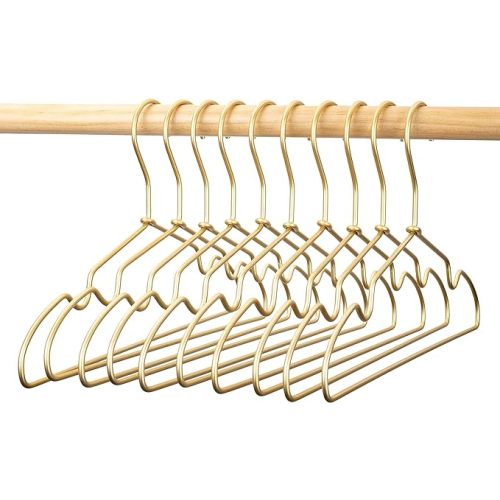 12.6" Matte Gold Coated Wire Kids Metal Hangers 30 Pack, Non Slip Space Saving Children Clothes Hangers for Infant Toddler Closet & Retail Display