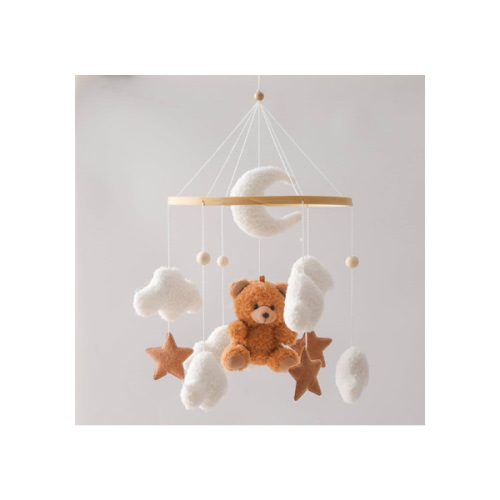 EERKEOD Baby Crib Mobile Bear Nursery Mobile for Boys Girls Teddy Velvet Mobile Nursery Decor for Infant Bedroom Hanging Baby Mobile for Bassinet Newborn Baby Gift（Brown Bear）