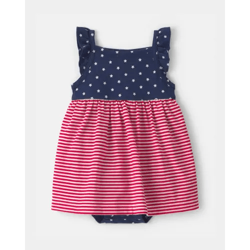 Baby Girl American Flag Sleeveless Bodysuit Dress - Red/Navy Blue | Carter's