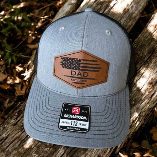 Personalized Dad Patch Hat, Dad Birthday Gift, New Dad Gift, Gift For Husband, Trucker Hat, Leather Patch Hat, Custom Hat, New Dad Present