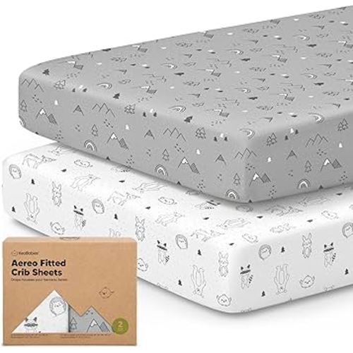 KeaBabies 2-Pack Fitted Crib Sheets for Boys, Girls, Baby - Soft Bamboo Viscose Cotton, 52x28 Standard Crib Mattress Sheets, Toddler Bed Mattress Cover, Gender Neutral, Breathable, Durable (Woodland)