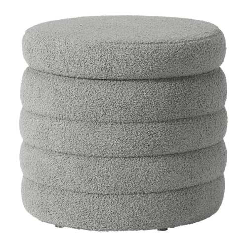 Bayville Modern 16 in. Tall Sherpa Fabric Tufted Round Storage Ottoman in Light Gray