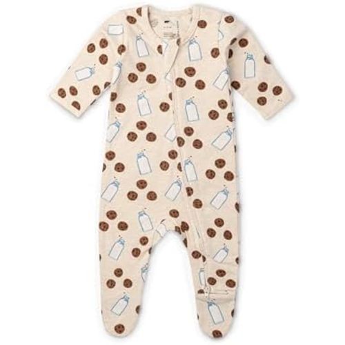 monica + andy Double Zipper One Piece, 100% Organic Baby Clothes for Girls & Boys, Unisex, Preemie, Newborn & Infant Sizes