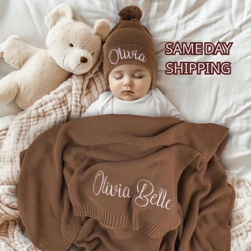 Baby gift, Baby Blanket, Personalized Baby gift, Baby Name Blanket, Baby Shower gift, Soft Cotton Knit Baby blanket, Custom name blanket