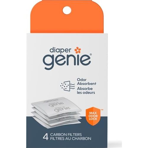Diaper Genie Carbon Filter (4-Pack) | Diaper Pail Odor Eliminator & Deodorizer | Compatible with the Diaper Genie Complete and Platinum Pail | Activated carbon filters help absorb odors and keep your nursery fresh. Compatible with Complete and Expressi...