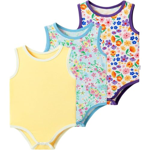 Baby Boy Girl Pajamas Toddler Infant Unisex Sleeveless Sleep Bodysuit Sleepwear Newborn Snap Snug Fit 3-Pack