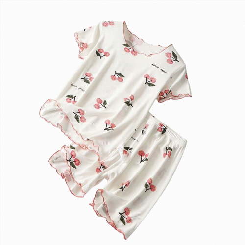 WUANDIXFA Summer Pjs for Toddler Girls for 6 12 18 24 Months 3T 4T 5T 6T Cute Soft Cotton Pajamas 2PCS, Breathable Short Sleeve Top + Shorts Loungewear Pajamas Set White,18-24 Months