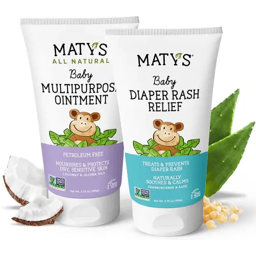 Matys Baby Diaper Rash Relief & Multipurpose Ointment 2pk Combo for Babies 2 months +, Protection for Irritated Skin, Petroleum Free, 3.75oz each tube