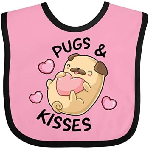 inktastic Valentines Day Pugs & Kisses with Hearts Baby Bib