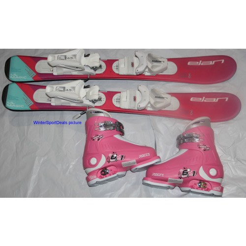 NEW 70cm kids Skis ELAN girls adjustable bindings + Roces size adjustable boots