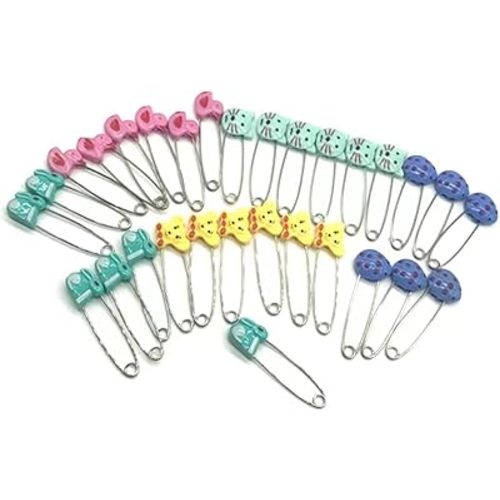 Cute Animal Fruit Baby Safety Pins Secure Clips for Fastening Baby Clothes Diaper Napkins Stainless Steel 5CM 30PCS (Animal)