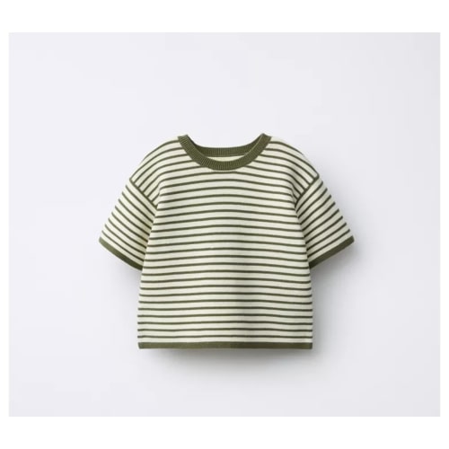 STRIPED KNIT JUMPER - Ecru / Green | ZARA United States