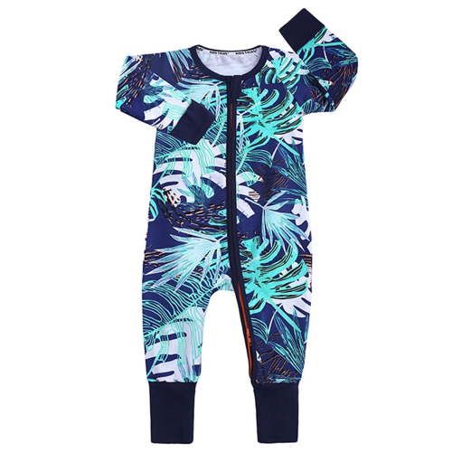 ATAIKU Baby Boys 2 Way Zipper Footless Pajamas Cotton Long Sleeve Footed Romper with Mittens Sleep 'N Play