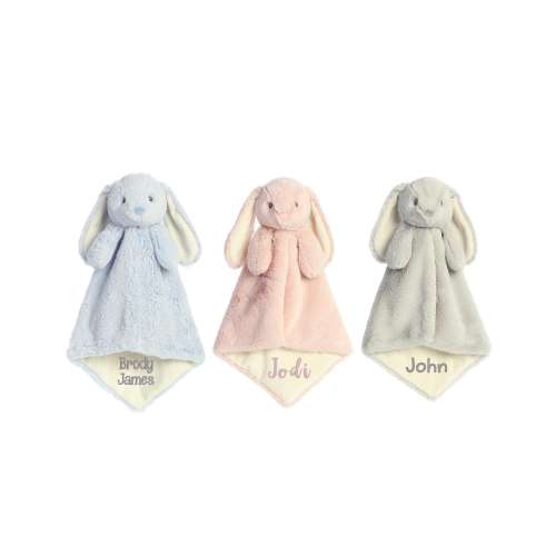 Personalized Bunny Lovey: Embroidered Baby Security Blanket, Ebba Bunny Luvster