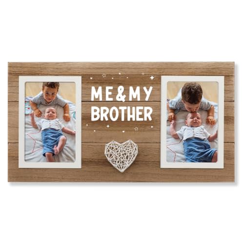 SOUHONEY Gifts for Brother, Wooden 4x6 Pictures Frame for Brother Gifts | Christmas Birthday Gifts for Brothers from Sister, Me and My Brother Keepsake Photo Picture for Baby Room Nursery Decor
