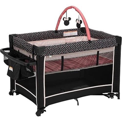 Disney Baby Classic Minnie Mouse 2-in-1 Play Yard with Rocking Bassinet, Minnie Charm