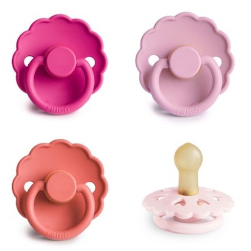 FRIGG Natural Rubber Pacifier 4-Pack Rosy Romance 0-6 months