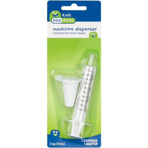 Ezy Dose Kids Baby Oral Syringe & Dispenser | Calibrated for Liquid Medicine | 10 mL/2 TSP | Includes Bottle Adapter, (Pack of 1)