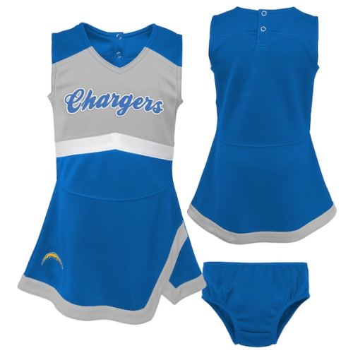Girls Toddler Los Angeles Chargers Powder Blue Cheer Captain Dress with Bloomers
