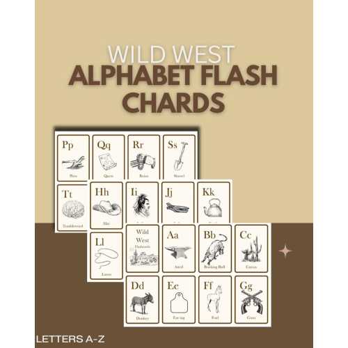 Wild West themed Alphabet flash cards