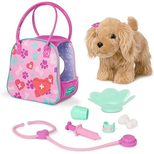 Pucci Pups – Plush Puppy – Dog Carrier – Cocker Spaniel & Vet Care Carrier – Stethoscope, Cast & More – Stuffed Animal – 3+ Years