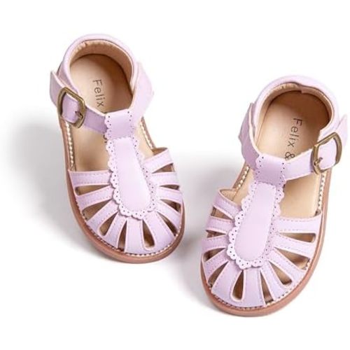 Felix & Flora Toddler Girls Sandals Soft Rubber Princess Flat Shoes Summer Flower Girl Shoes