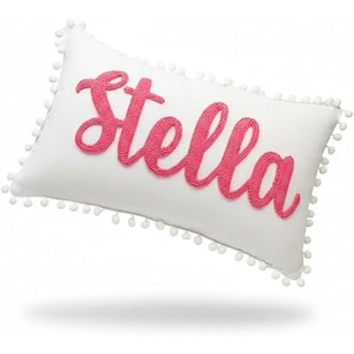 mia'spillow lab Personalized Embroidered Name Pillow for Toddler or Baby – Handmade Monogram Cushion – Custom Nursery Gift for Birthday or Baby Shower – Multiple Sizes & Colors Available