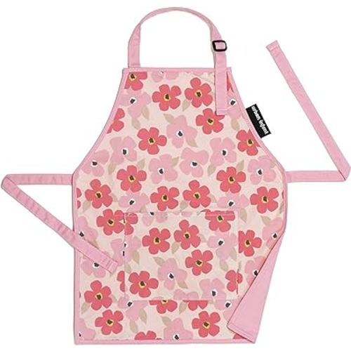 Urban Infant Little Helper Kids Apron - Children's Cooking Art Gardening - Great Gift for Toddler Boys and Girls - Poppies - Small