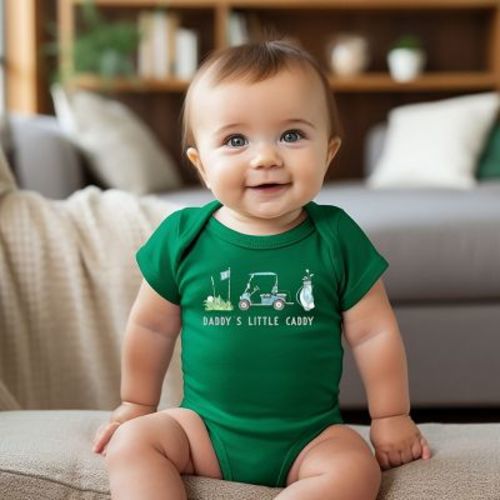 The Juniper Shop Golf Daddy's Little Caddy Baby Short Sleeve Bodysuit - 6M - Kelly