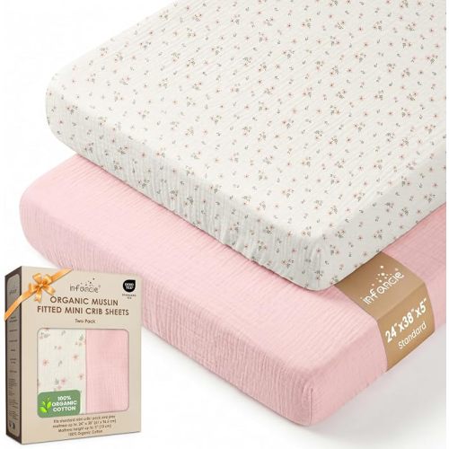 100% Organic Cotton 2 PK 24x38in Mini Crib Sheets