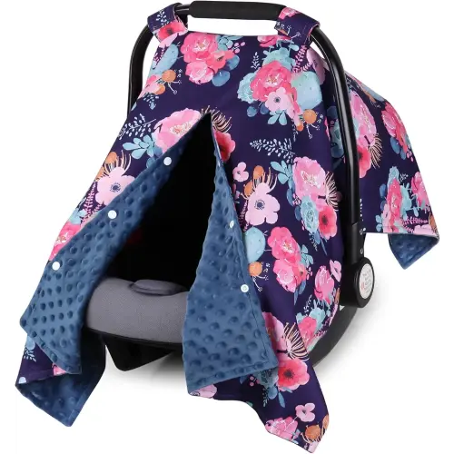 Rquite Funda de asiento de coche para bebé, Fundas de asiento de automóvil para niña y niño, funda de asiento de automóvil infantil cálida de Minky para invierno, toldo de asiento de automóvil con