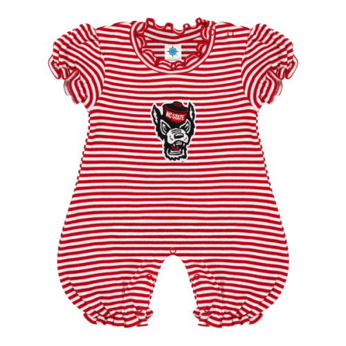 NC State Wolfpack Red and White Striped Wolfhead Bubble Romper – Red and White Shop