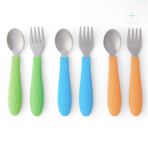 Babies/Toddler Stainless Steel Spoons + Forks with Silicone Handle