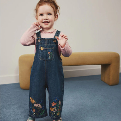 Buy Pink Floral Embroidered Denim Dungaree Set (3mths-7yrs) from Next USA