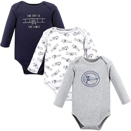 Hudson Baby baby-boys Cotton Long-sleeve Bodysuits 3-pack