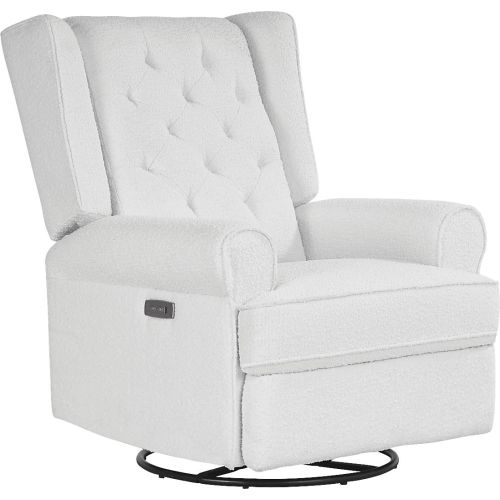 Eveleigh Snow Beige Polyester Fabric Swivel Glider Rocker