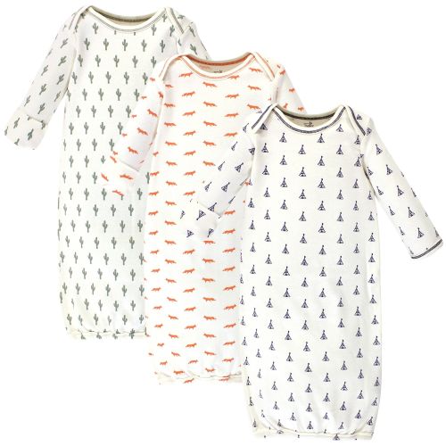 Touched by Nature Baby Organic Cotton Long-Sleeve Gowns 3pk, Prints, 0-6 Months - Prints Tribal