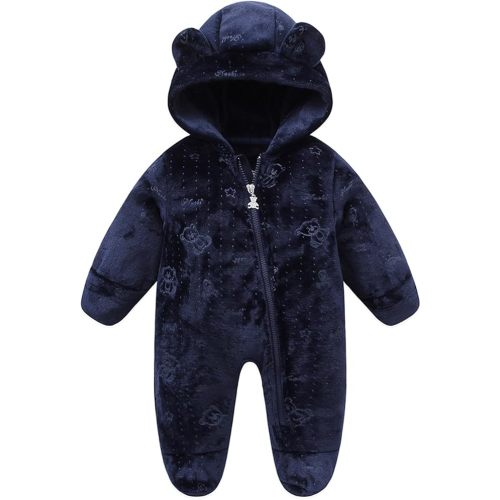Fairy Baby Newborn Baby Bear Suit Thin Fleece Footie Romper Snowsuit Hooded Jumpsuit Bodysuit Winter Clothes Boy Girl 0-12M