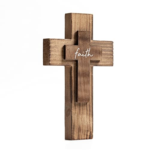OKSQW Wall Wooden Cross Christians Cross Spiritual Religious Gifts With Hook On Hanging Wall Or Table With Faith For Church Home Room Decoration For Christmas