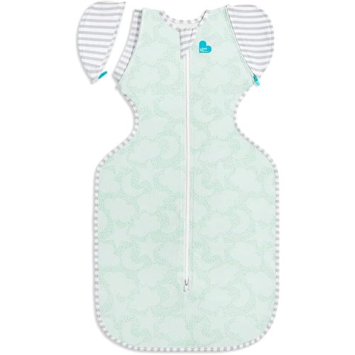 Love to Dream Transition Bag Organic 1.0 TOG, Celestial Dot Mint, Medium, 13-19 lbs., Patented Zip-Off Wings, Gently Help Baby Safely Transition from Being swaddled to arms Free Before Rolling Over
