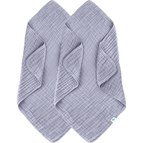 SWEET DOLPHIN Muslin Baby Bath Towels Blanket - 2 Pack 100% Cotton Towel for Babies, Infants, Toddlers - 40x40Inch - Highly Absorbent, Grey