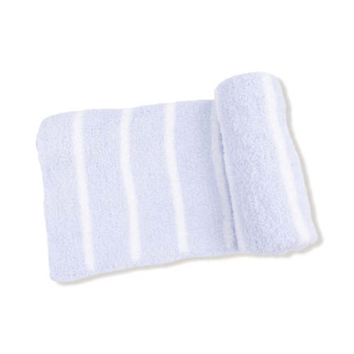 Chenille - Light Blue & Ivory Stripe Stroller Blanket