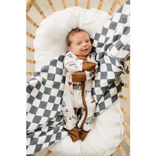 construction trucks ribbed bamboo zipper