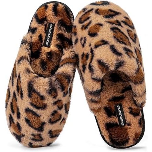 Snug Leaves Women's Fuzzy Scuff Slippers Soft Comfy Memory Foam Non-slip Indoor House Shoes