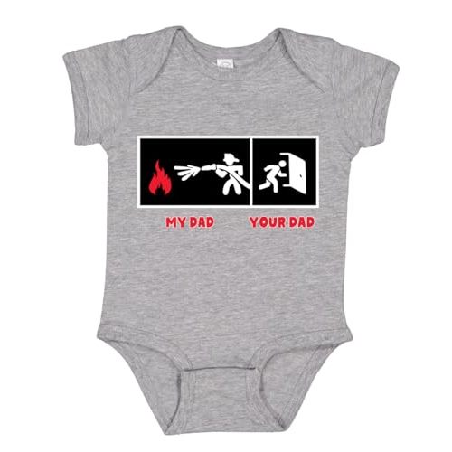 Wild Bobby My Dad vs Your Dad Firefighter Gift Humor Baby Creeper Boys Girls Infant Bodysuit