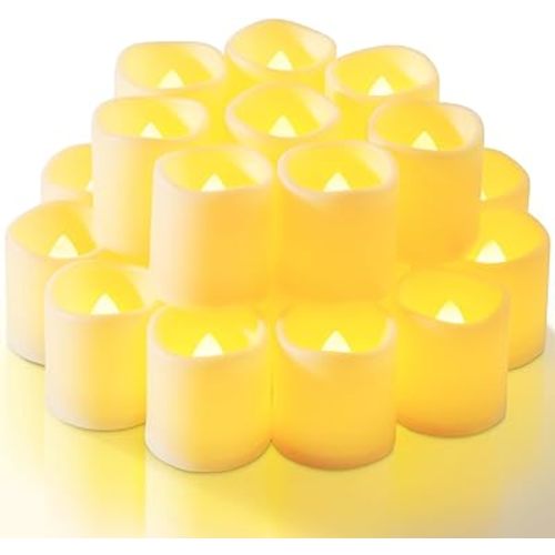 Homemory 12 Pack Ivory Flameless Flickering LED Votive Tealights Candles