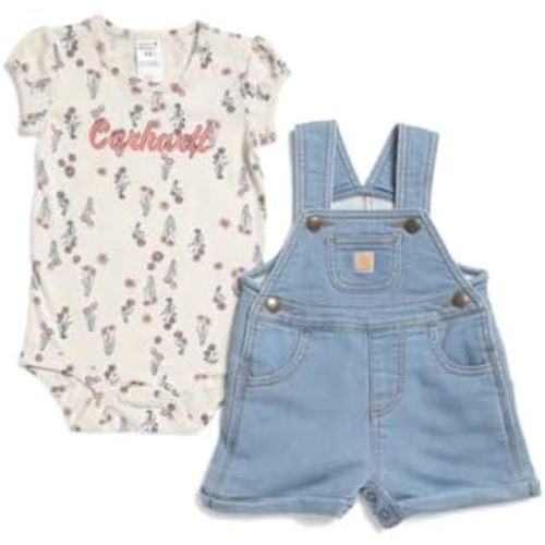 Carhartt baby-girls Short-sleeve Bodysuit Shortall Setinfant-and-toddler-clothing-sets