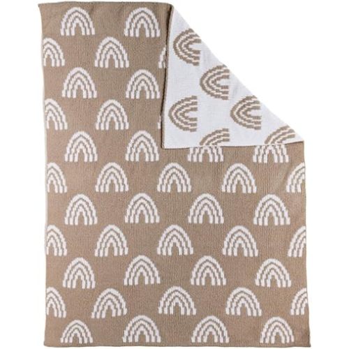 Living Textiles Chenille Knitted Blanket - Taupe Rainbow