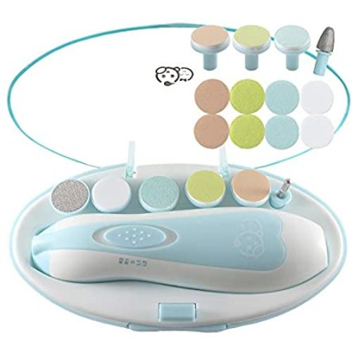 Baby Nail Clippers 20 in 1 by Royal Angels Baby | Safe Electric Baby Nail Trimmer, Baby Nail File Kit, Additional Replacement Heads, Newborn Toddler Toes and Fingernails, Trim and Polish (Blue)