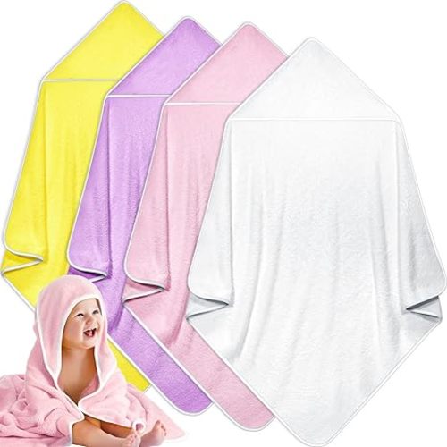Reginary 4 Pack Baby Hooded Towels Coral Fleece Baby Bath Towels 30 x 30 Inch Soft Absorbent Hooded Bath Blanket for Newborn Toddler Infant Boy Girl Shower Gift Supplies (Gray)